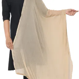 Chiffon Self Design Beige Women Dupatta-5
