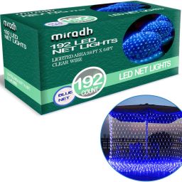 192 LEDs 3 m Blue Flickering, Steady Net/Mesh Rice Lights-12