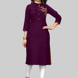 Women Embroidered Viscose Rayon Straight Kurta-image-25