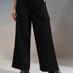 Women Boot-Leg Mid Rise Black Jeans-image-80