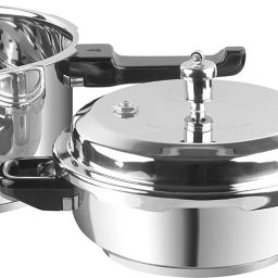 18/8 Stainless Steel Sandwich Bottom Combo Set of 2 with Common Lid 7 L, 4.5 L Induction Bottom Pressure Cooker-26