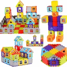 pulsbery Building Blocks for Kids , Big Size House Building Blocks with Windows, Block Game for Kids,Boys,Children (72 Blocks)-picture-2