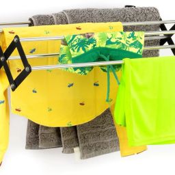 7 Rod Stainless Steel Foldable Wall Mounted /Mounting Clothes Drying Stand Silver & Black Towel Holder-image-21