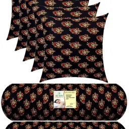 5 Cushion And 2 Microfibre Floral Bolster Pack of 7-10