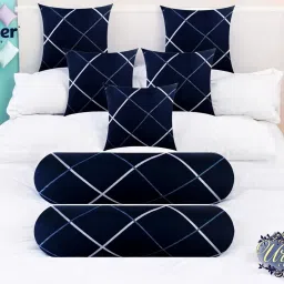 5 Cushion 2 Bolster Microfibre Geometric Bolster Pack of 7-image-41