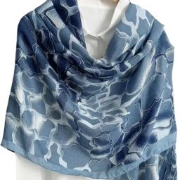 Geometric Print Viscose Women Light Blue Stole-image-89