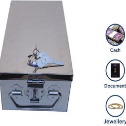 Steel Jewelry, Ornament Cash,Safe Bank Locker Box-12 Inch (With pre Fited Lock) Cash Box-image-58