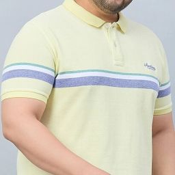 Men Striped Polo Neck Cotton Blend Multicolor T-Shirt-image-66