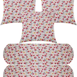 3 Cushion And 2 Bolster Microfibre Floral Bolster Pack of 5-picture-8