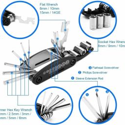 dstechbar Cycle Tool Kit 16 in 1 Function Multi-Purpose Bicycle Repair Cycling Cycle Repair Tool image 4