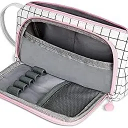 Pencil Pouch Pink Large Capacity for Stationary Aesthetic Pencil Case 0 Art Canvas Pencil Box-image-12