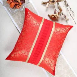 Red Brocade Textured 16 x 16 Inches Cushion Cover By ANS-picture-8