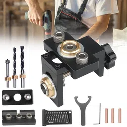 verilux 3 in 1 Woodworking Dowel Jig Kit with Hole Drill Guide Set 3 in 1 Jig Drill Kit Woodworking Dowel Guide Set with 8 10 15mm Pins and Specialty Woodworking Bits-picture-20