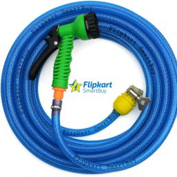 10 Meter (32 feet) Braided Blue (Diameter :½’’,0.5 inch,12 mm) Flexible Pipe : Water Tap Adapter, 7 Pattern Spray Gun and PVC Braided Blue Hose Pipe-picture-5