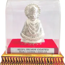 92.5% Silver Coated Khatu Shyam Hindu Idol for Religious Purpose Home Décor Decorative Showpiece-9 cm-image-11