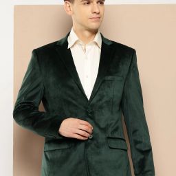 Men Solid Double Breasted Party Blazer-image-76