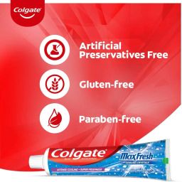 colgate MaxFresh Toothpaste, Red Gel Paste with Menthol for Super Fresh Breath, (Spicy Fresh) and MaxFresh Toothpaste, Blue Gel Paste with Menthol for Super Fresh Breath (Peppermint Ice), 600 gm Toothpaste image 4