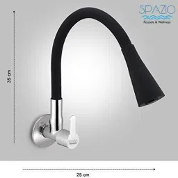 spazio Fusion Flexo SmartBuy Flexible Sink Faucet - Flxo Play (with 360 Degree Flexible Silicon Hose & Dual Flow Pattern) Hot/Cold Water Tap With Wall Flange - Black Faucet Nozzle image 2