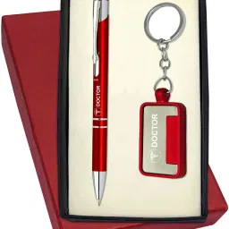 Doctor Logo Red colour Fitted with Medium Point Refill Pen & Keychain Pen Gift Set-image-19