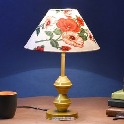 foziq Gold-Toned & White Printed Metal Table Lamps-48