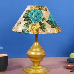foziq Gold & Beige Printed Frustum Shaped Table Lamp-image-26