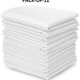 SM CREATION white cotton handkerchief (pack of 12) for men ["White"] Handkerchief-image-8