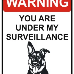 WARNING BEWARE OF DOG, High Quality Double Side Tape, SURVEILLANCE Emergency Sign-image-35