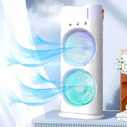 minicooler 5.2 GHz AM2 USB Rechargeable 4000mAh Mini Fan with Spray, LED, Touch & Remote for Travel Processor-33
