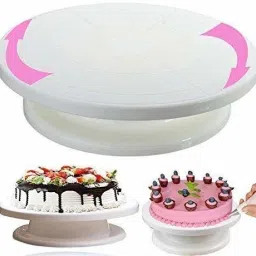 Cake Decorating 360° Turntable Stand with Smooth Turns, Plastic Cake Server-16