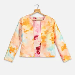 NEOFAA Tie And Dye Collarless Reversible Open Front Jacket image 4