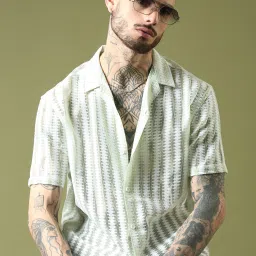 Men Regular Fit Self Design Lapel Collar Casual Shirt-image-56