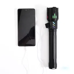 mz M242 (RECHARGEABLE LED METAL TORCH) Zoomable 200W with 5200mAh Battery & 5 Modes Torch image 3