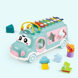 Xylophone Toy School Bus Toy For kid 3 In 1 Xylo, Pull & Shape Sorter Toy-picture-18
