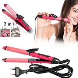 GK sales Curler Machine For Women | Curl & Straight Iron 0385-2 in 1 Hair Straightener-image-33