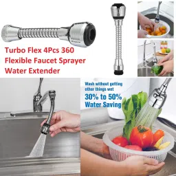 4pc Turbo Flex 360 Flexible Kitchen Tap Water Saving Filter Spout Shower Aerator Faucet Nozzle-7