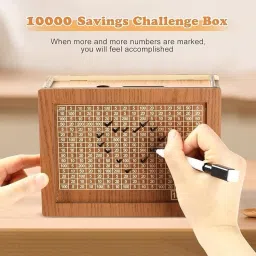 Wooden Lockable Money Storage Box for Savings Coin Bank-image-3