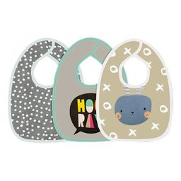 Moms Home Infant Kids Pack Of 3 Multicoloured Printed Pure Cotton Bibs-9
