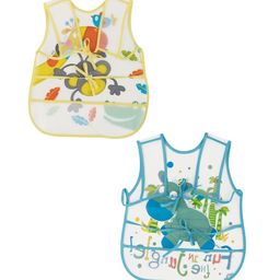 Yellow Bee Infant Boys Pack Of 2 Printed Water Proof & Stain Free Bibs With Crumb Catcher-52