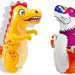 Playtime Combo Dragon & Bop Shape 3-D Punching Hit Me Bag, Multi Color Inflatable HitMe Toys-1