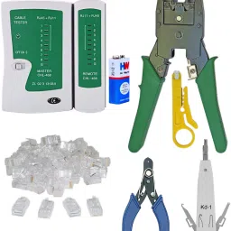 new Rj45 Crimping tool 50pc connector Kd1 wire cutter Battery & Cable tester set (Pack of 6) Manual Crimper-27