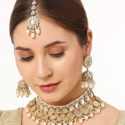 Alloy Gold-plated Gold, White Jewel Set-image-57