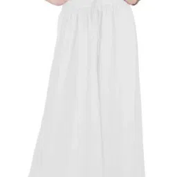 Women Flared White Viscose Rayon Trousers-image-79