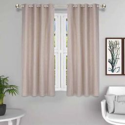 the conversion Beige Solid Cotton Blend 5 Ft Light Filtering Eyelet Window Curtain-picture-9