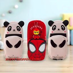 Fancy Panda + Spiderman Pencil Pouch School Pencil Cases for Boys and Girls Compartment Pencil Pouch Single Zipper Pencil Pouch Large Capacity Pencil Case Art Artificial Leather Pencil Boxes-83