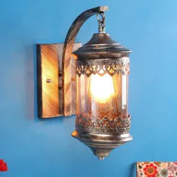 sinoman Bedside Metal Golden Antique Wall Light Lamp with Glass Shade-picture-21