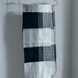 Khadi Cotton Printed Black, White Women Dupatta-image-4