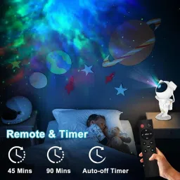Jaaro Kids' Astronaut Night Light Projector – Nebula & Stars with Timer (50 lm / Remote Controller) Portable Projector image 5