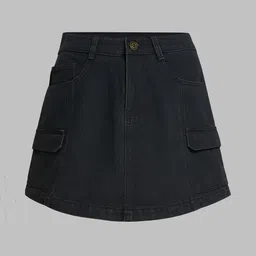 miss chase Women Solid Straight Black Skirt-picture-28