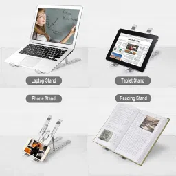 Eva Gadgets Best Stand for Laptop Tablet, Android Phone Laptop Stand Adjustable & Portable Foldable | Suitable for Office Work, Students Online Classes and Study Laptop Stand-29