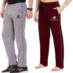 Pack of 2 Men Printed Maroon, Silver Track Pants-image-62